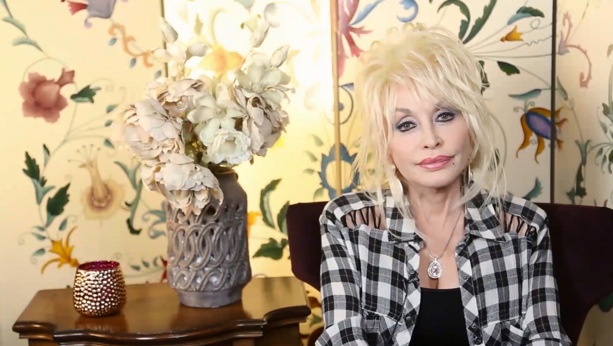 dolly parton patchwork coat